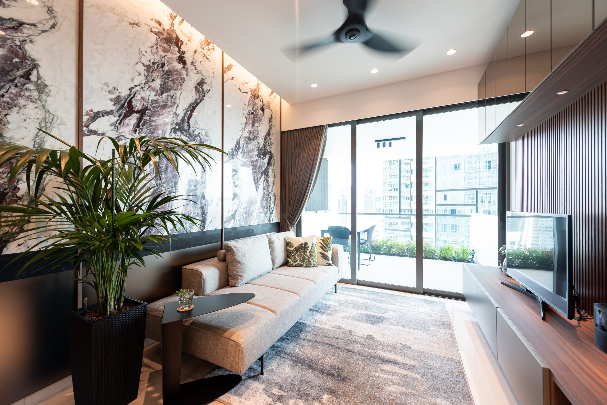 renovation idea luxury living room paintings plants bright