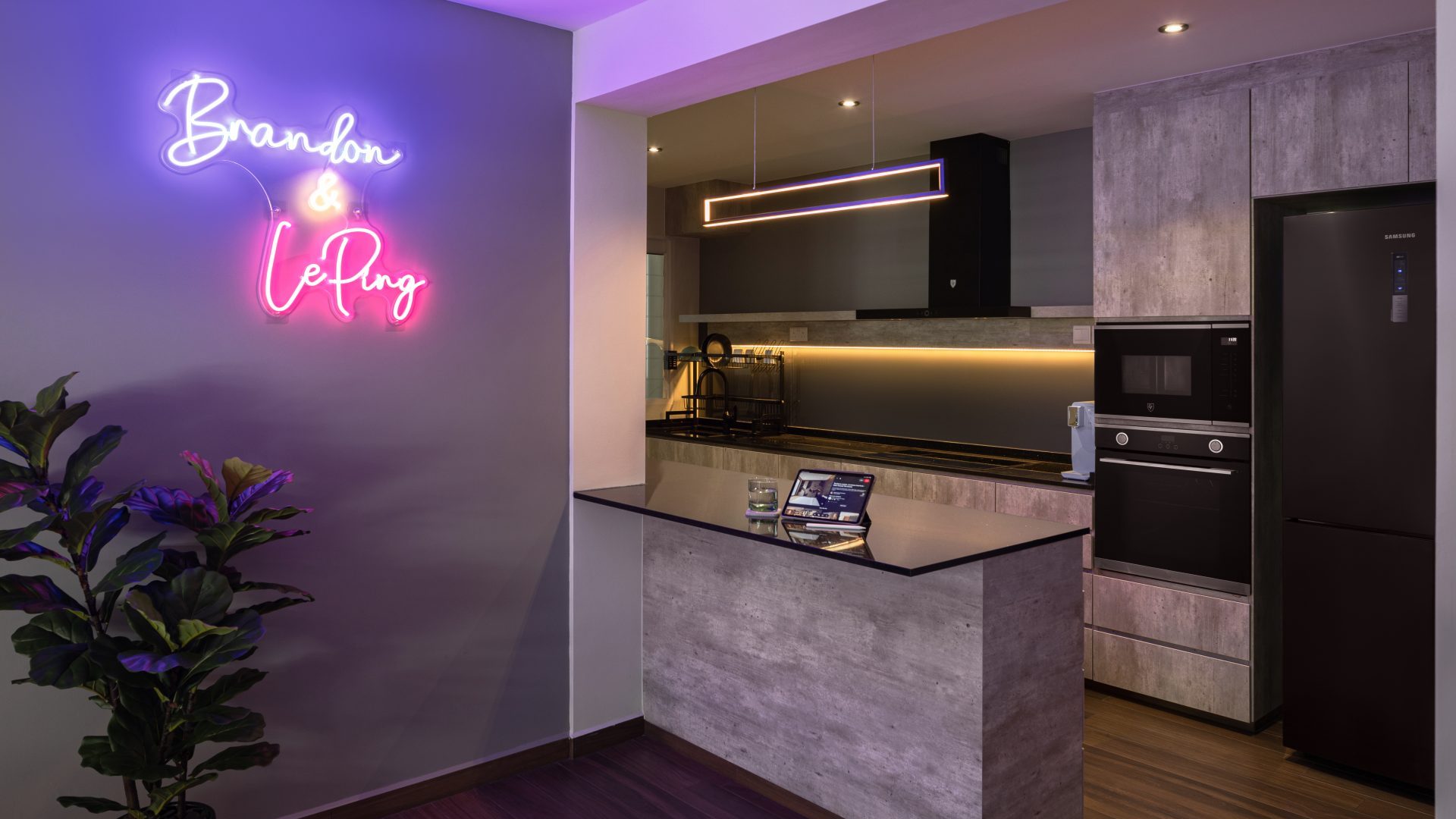 Kitchen Design Ideas Singapore 2024 Trends LED Lighting Modern Open Island Bar Woody Scandinavian