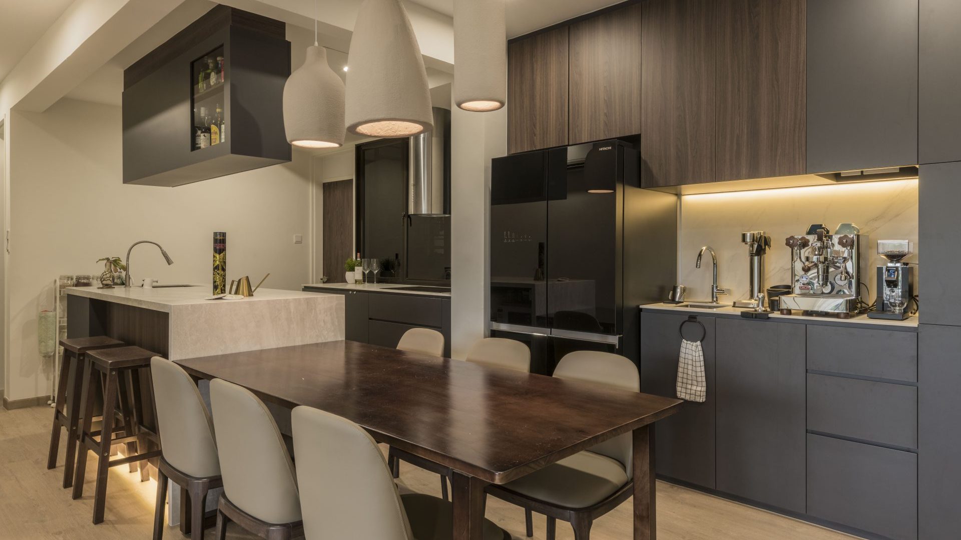 Kitchen Design Ideas Singapore 2024 Trends Modern Dark Open Wood Lighting